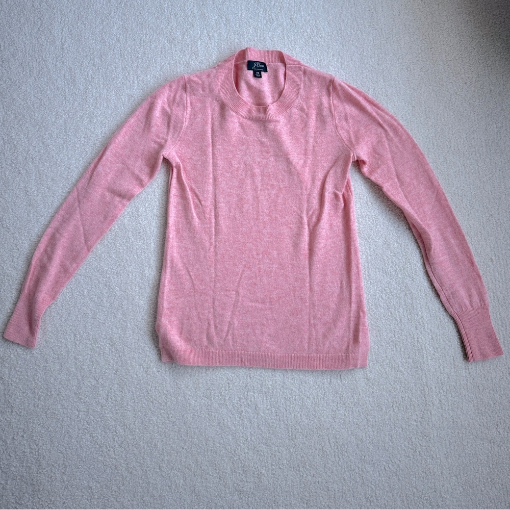 New J.Crew Classic Fit Cashmere Sweater heathered salmon XS